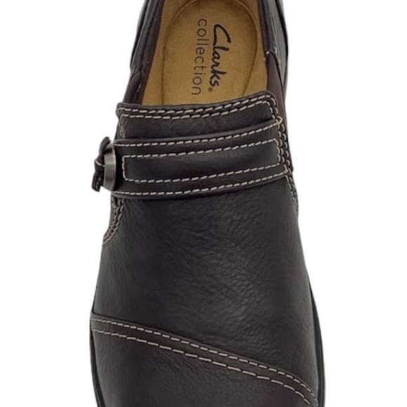 New nwt perfect Clarks Collection Leather Slip-on Carleigh Pearl Dark Brown 8 - Picture 2 of 11